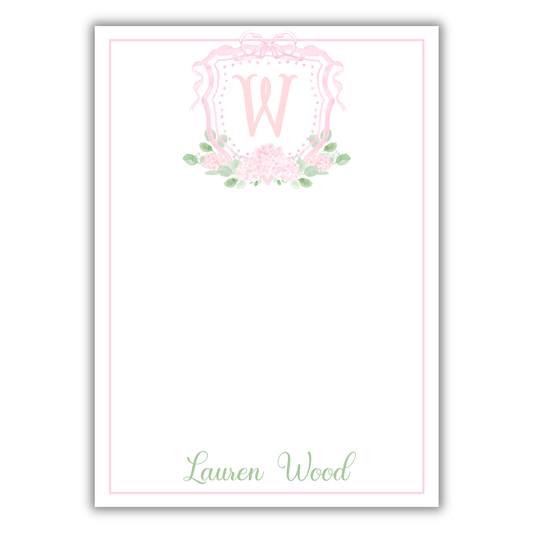 Pink Floral Crest Notepad