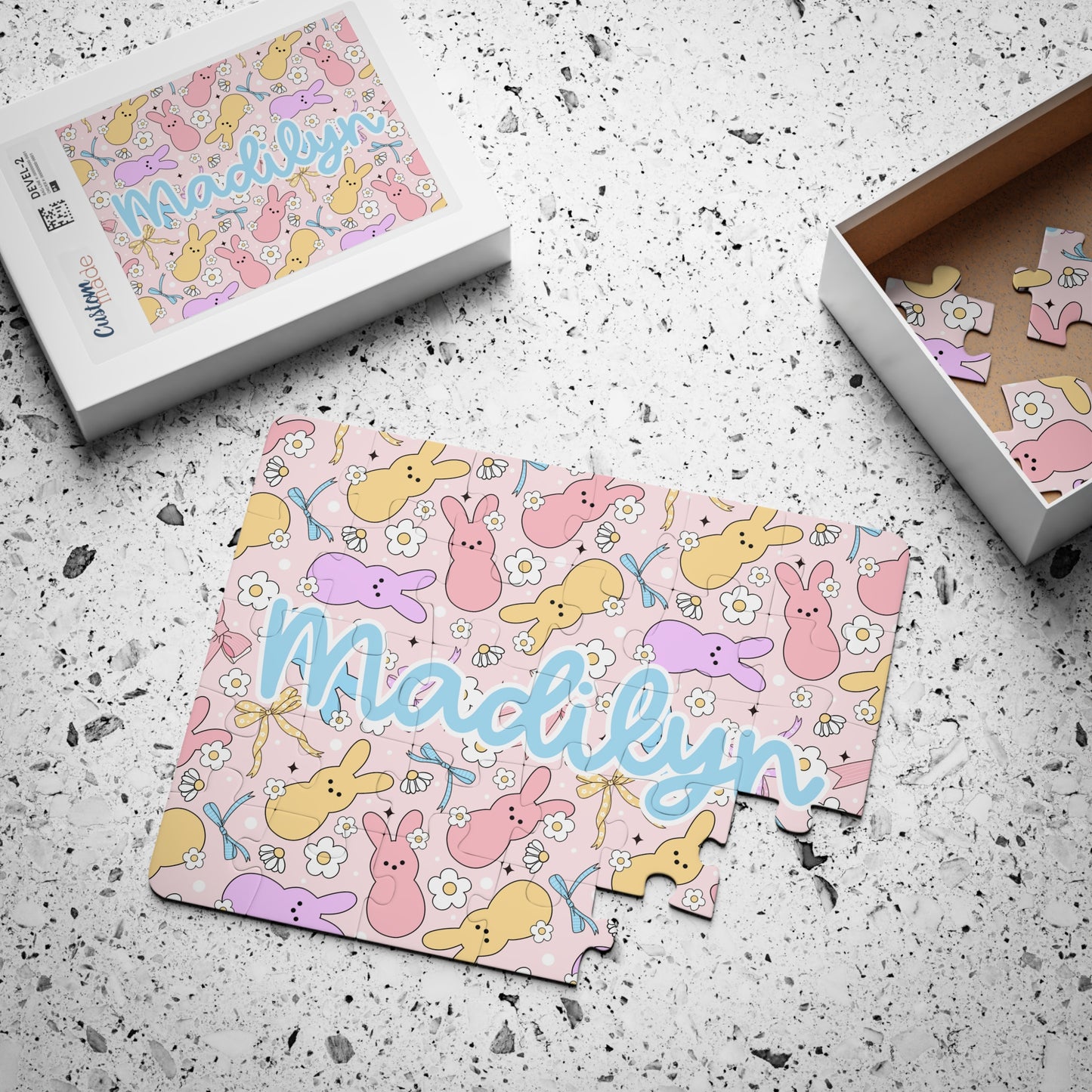 Personalized Bunny Puzzle — Custom 30‑Piece Kids' Jigsaw (Name "Madilyn")