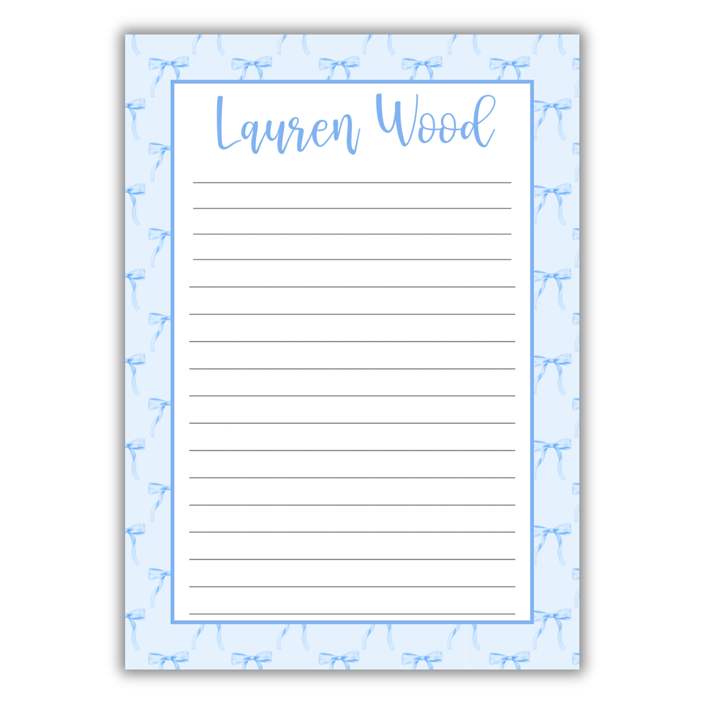 Blue Bow Background Notepad