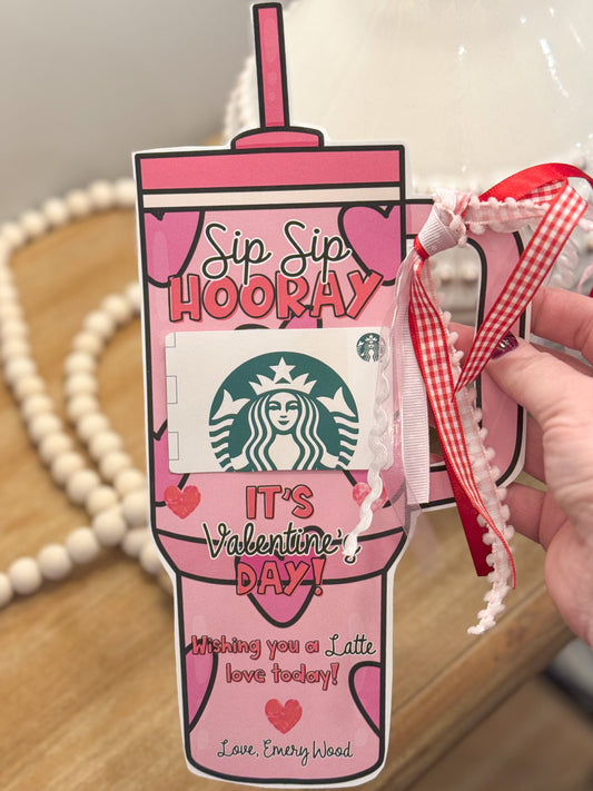 Valentine Tumbler Gift Card Holder Hearts