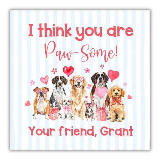 Pawsome Valentine Tag- Blue