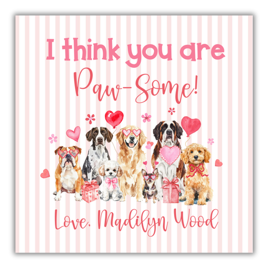 Pawsome Valentine Tag- Pink