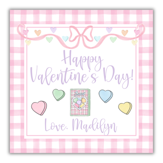 Happy Valentine's Tag- Sweethearts- Candy Pink