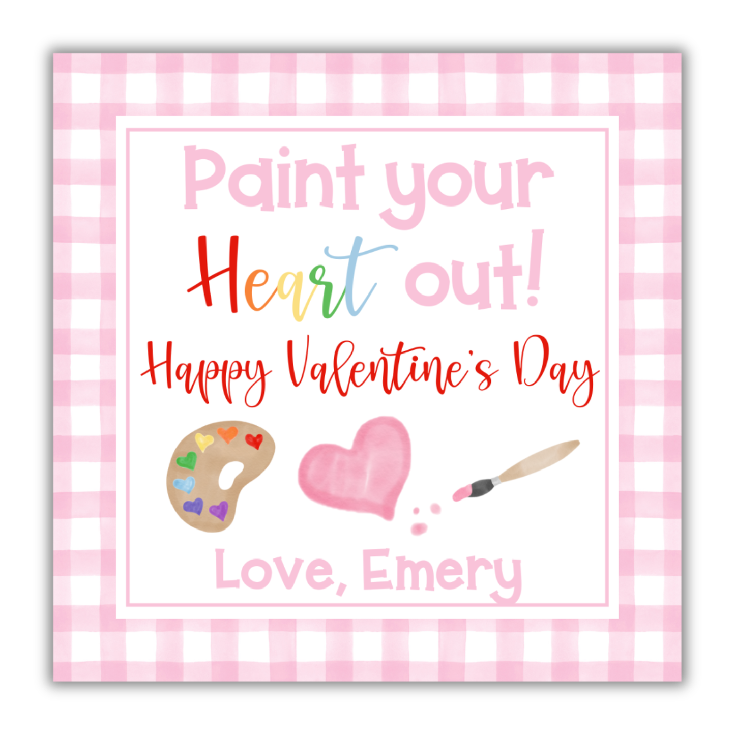 Paint your Heart Out Valentine Tag Pink