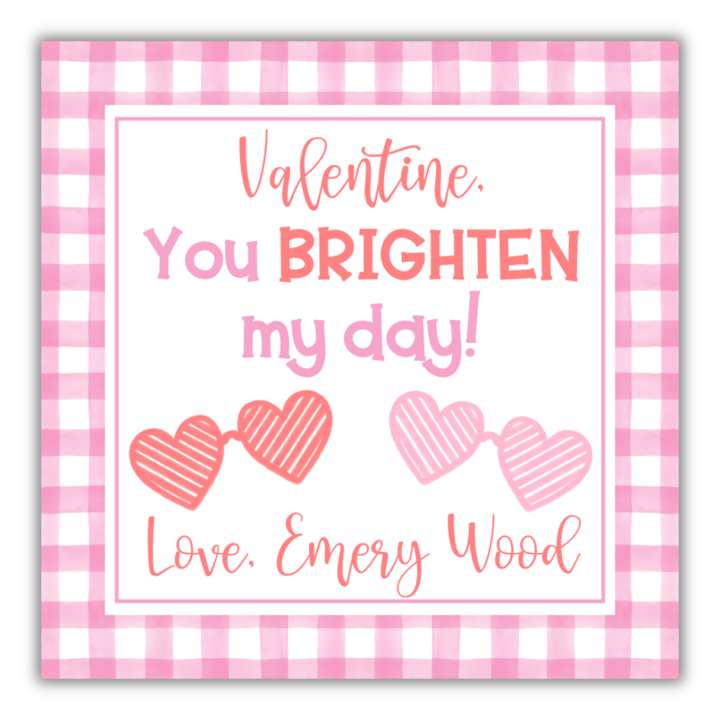 Brighten Valentine Tag Pink- Sunglasses Valentine