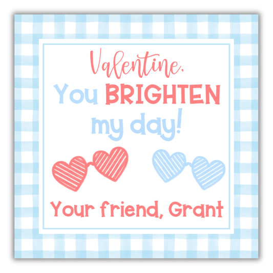 Brighten Valentine Tag Blue- Sunglasses Valentine
