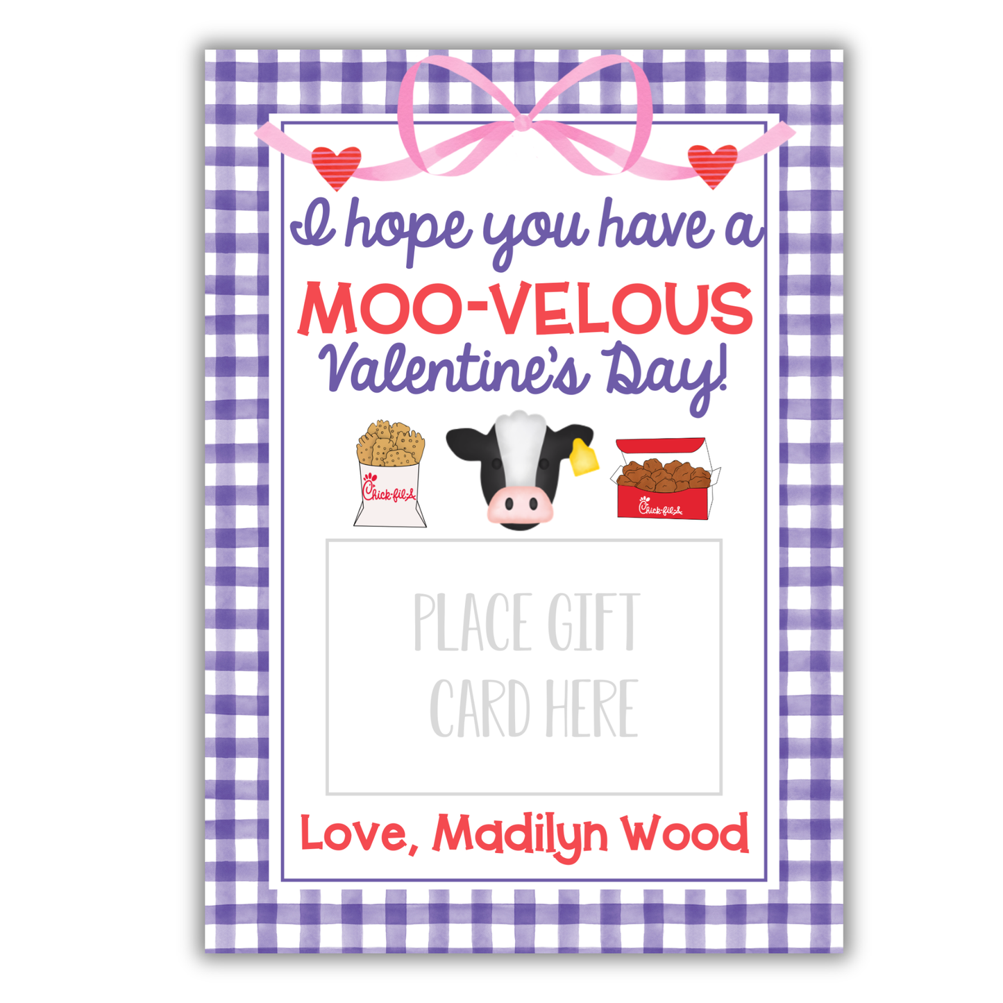 Chick-Fil-A Gift Card Holder - Valentine's Gift Card Holder