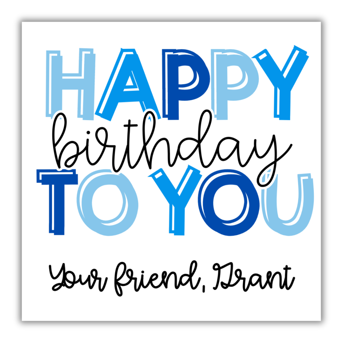 Birthday Tag Blue and Navy