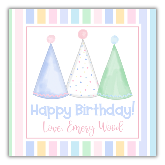 Pastel Stripe Birthday Tag